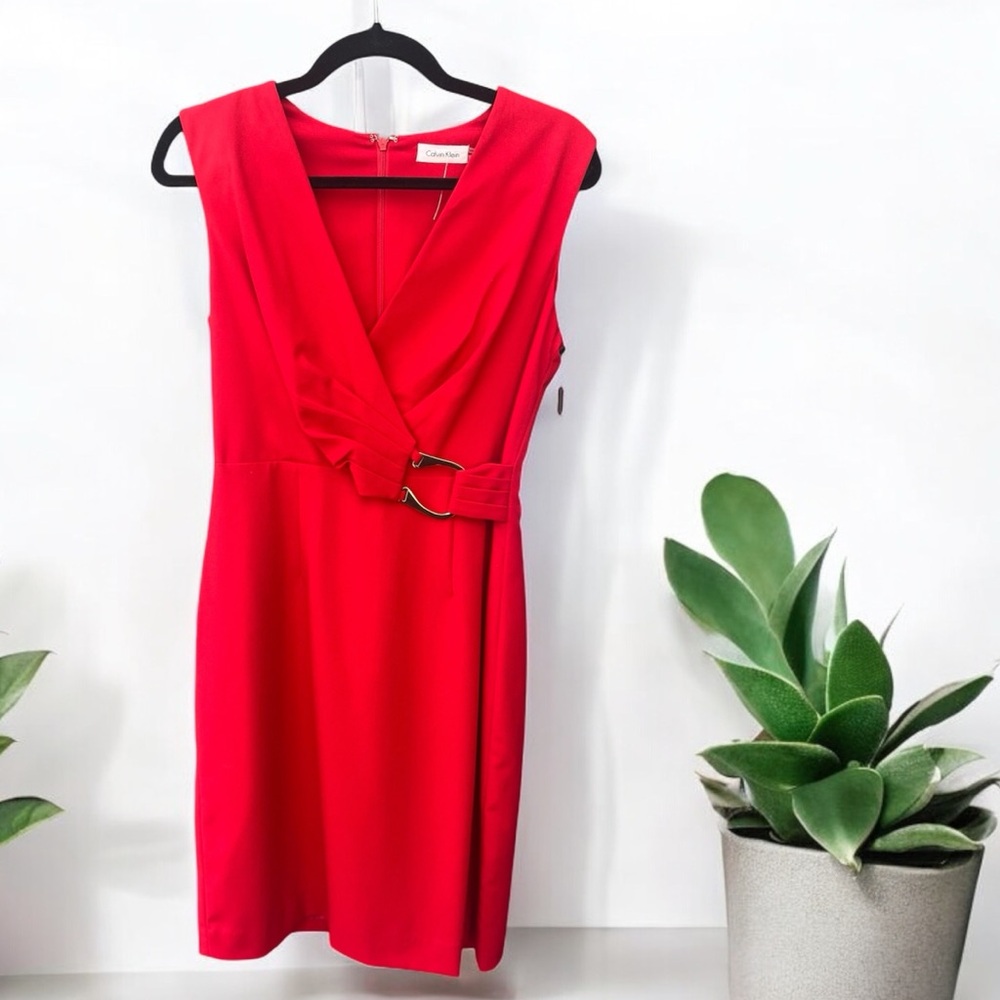 Calvin Klein Vivid Red Midi Dress